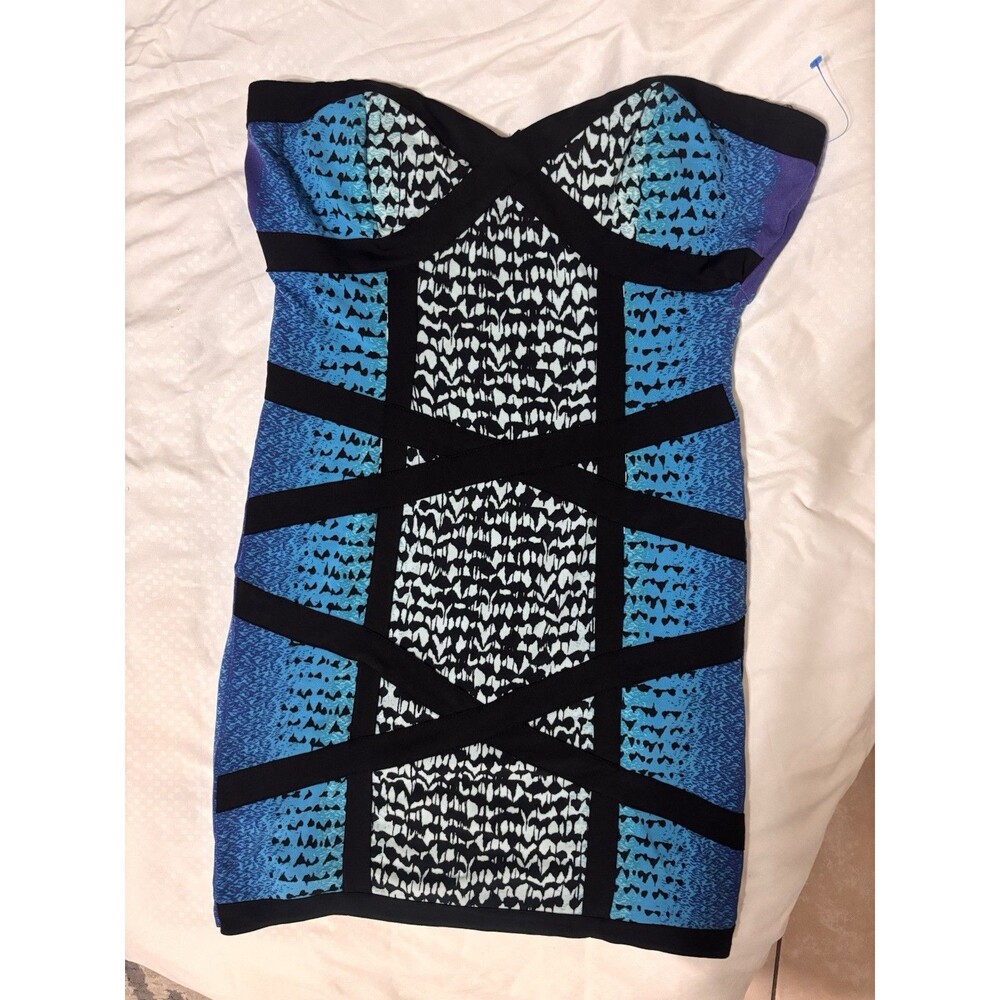 Rampage Strapless Women’s Dress Medium Party Dress Color block Y2K *read descrip